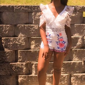 White Floral Romper